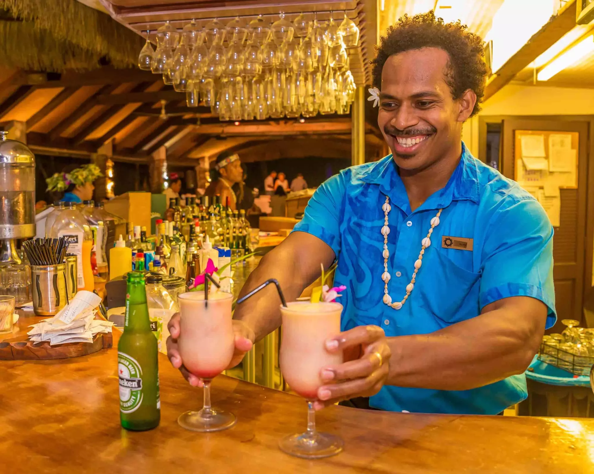 Great island cocktails at Oceans Restaurant & Bar at Crown Beach Resort