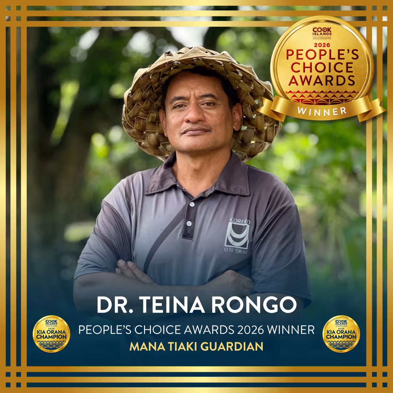 Dr Teina Rongo PCA 2026 Winner