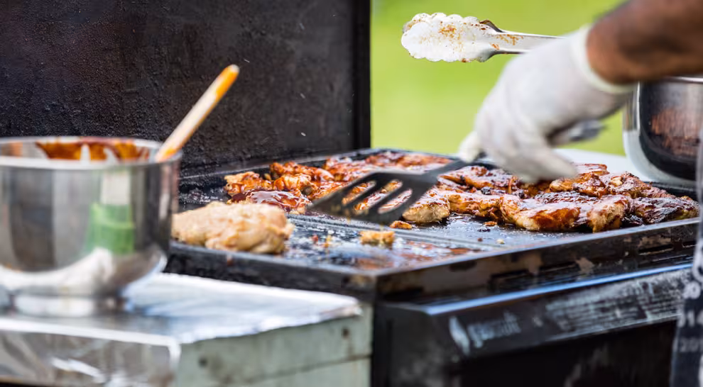Local BBQ Chicken cooking at the Saturday Market