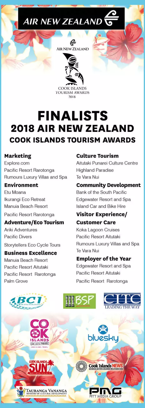 Cook Islands Tourism Awards - Finalists
