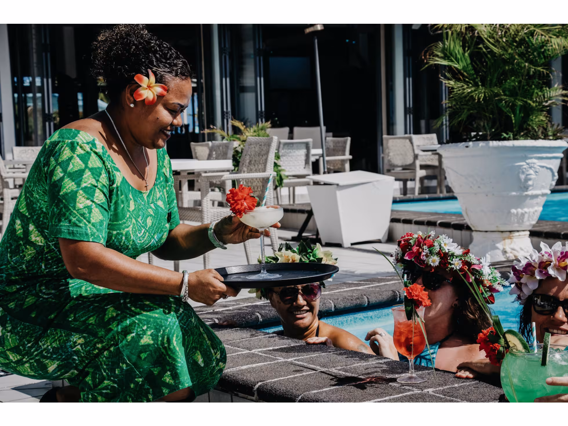 Poolside Cocktails at SilverSands Rarotonga 