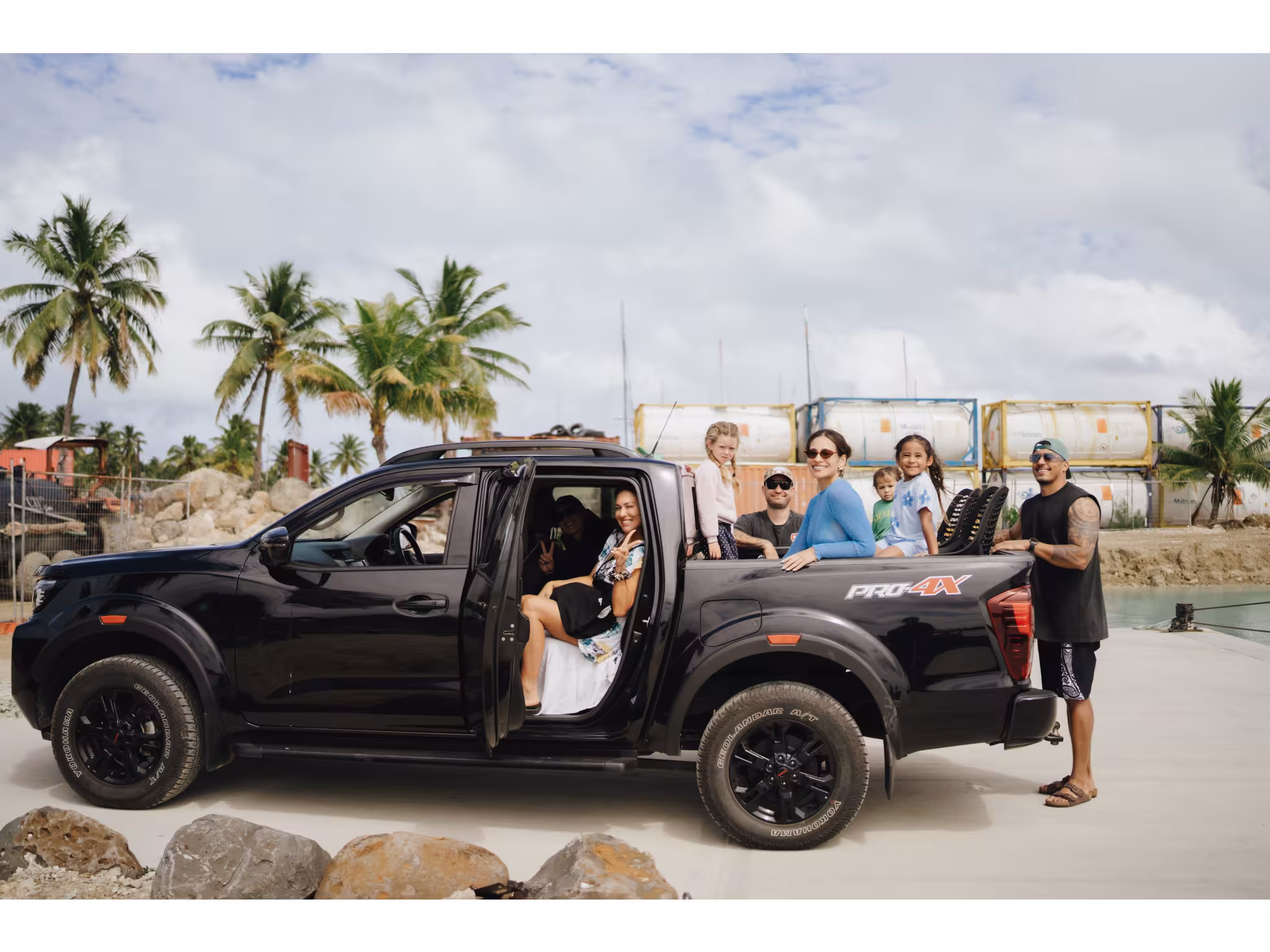 A tour group in the truck